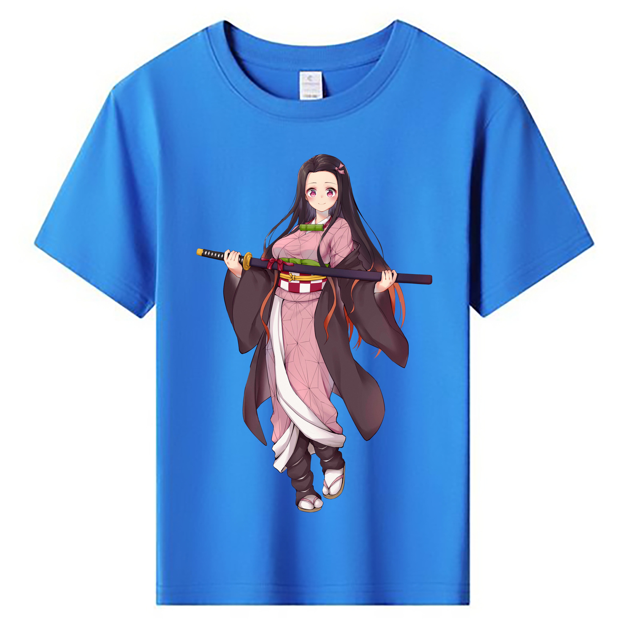 （画像用） 鬼滅の刃（きめつのやいば）竈門 禰󠄀豆子／かまど ねずこ Kamado Nezuko 綿100％キッズTシャツ（フロントプリント）